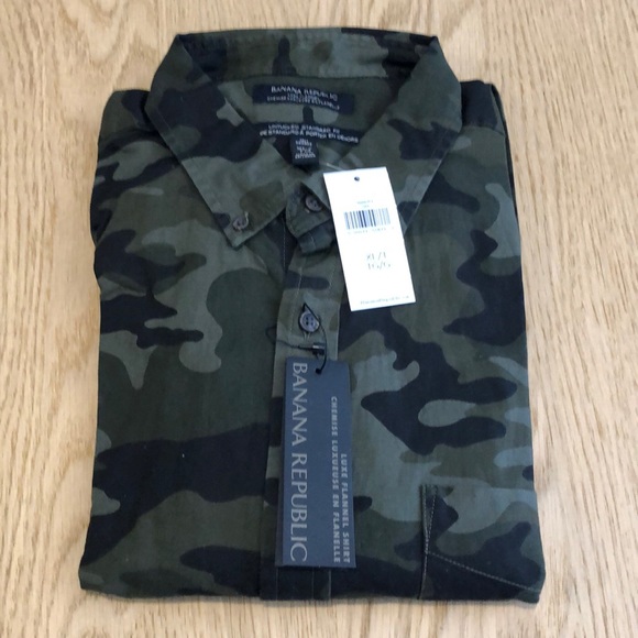 Banana Republic Luxe Flannel Camouflage Dress Shirt - Brand New - Picture 1 of 2